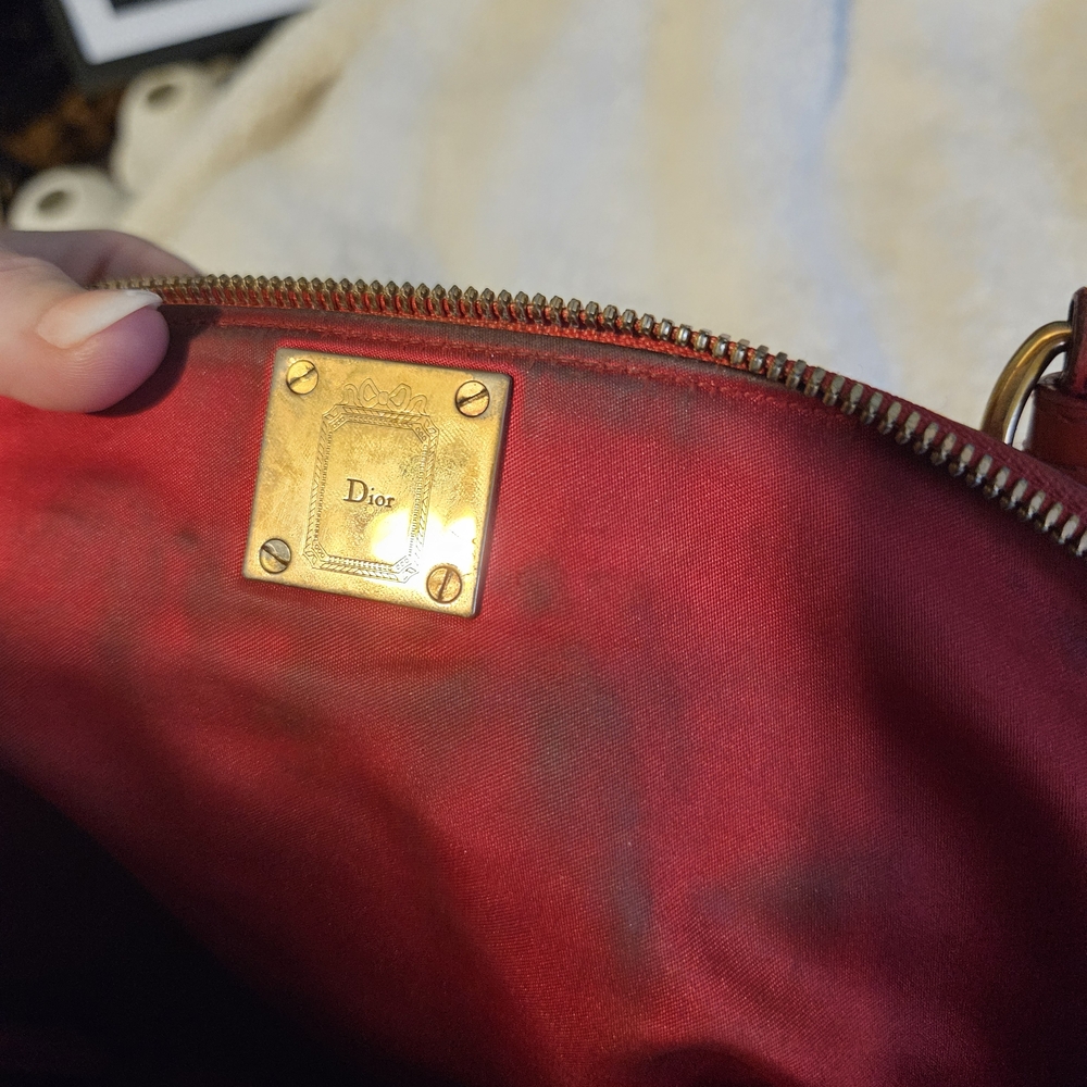 Dior Red Leather Handbag W Snake Clasp - Picture 6 of 11